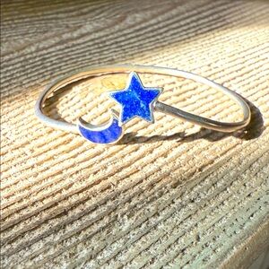 Lapis Star and Moon Sterling  Silver Bracelet